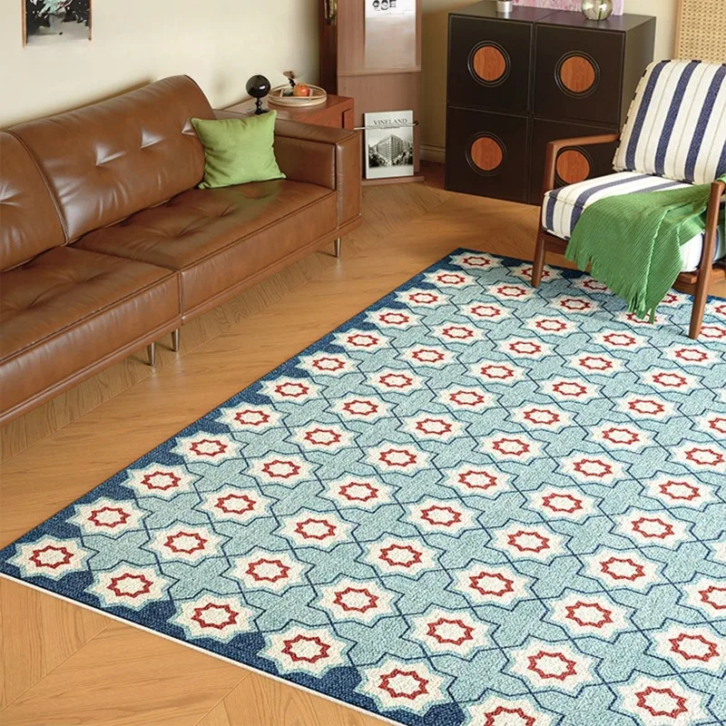 

Blue Creative Geometric Design Living Room Carpet Home Soft Comfortable Sofa Floor Mat High-end Luxury Bedroom Bedside Rug Ковер
