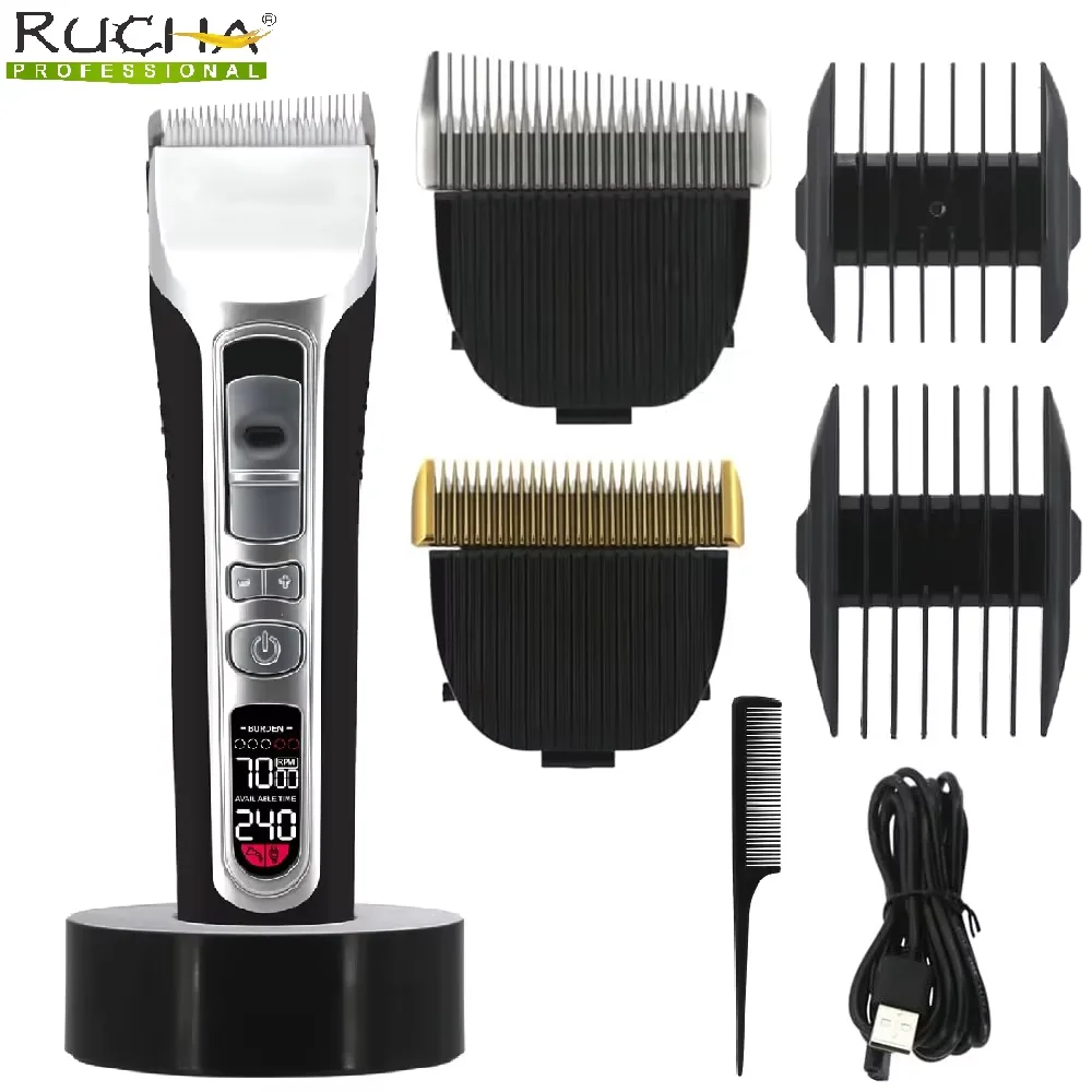Electric Hair Clippers Unique Shaped Moving Blade Hair Trimmer LCD USB Rechargeable For Salon Men Hair Cutters Cutting Barber