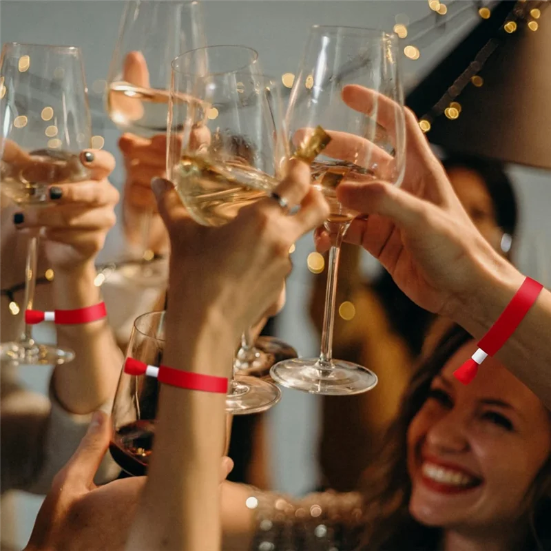 APPLIA-100 Pcs Cloth Event Wristbands Colored Wrist Bands For Events, For Lightweight Concert Wrist Strap (Red)