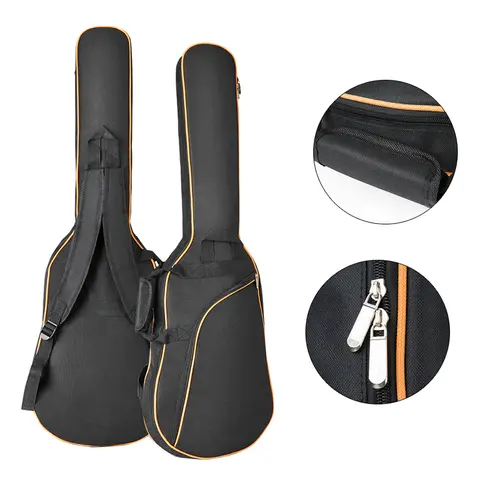 39-48Inch Oxford Fabric Pad 8-10mm Cotton Thickening Double Straps Electric Guitar Electric Bass Case, Waterproof Cover Backpack
