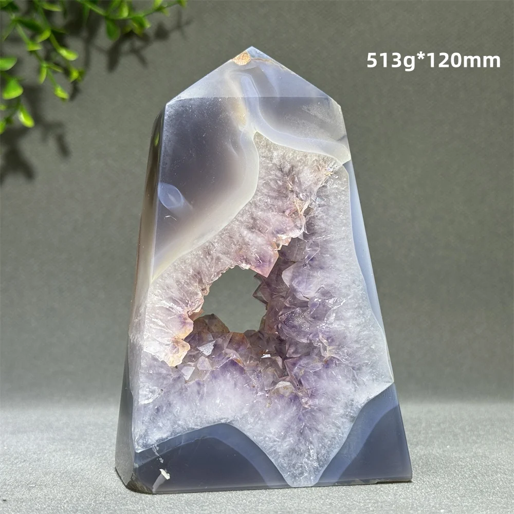 Natural Gemstone Agate Crystal Cave Quartz Tower Mineral Energy Reiki Therapy Prayer Meditation Home Decoration Gift