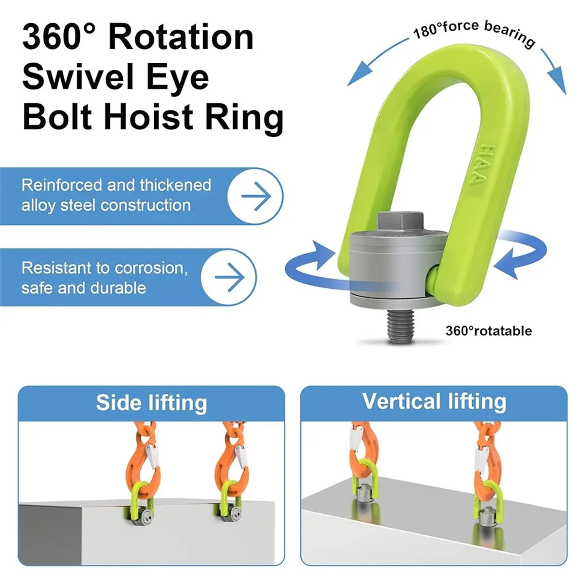 2 Pack Swivel Eye Bolt Hoist Ring 3/8