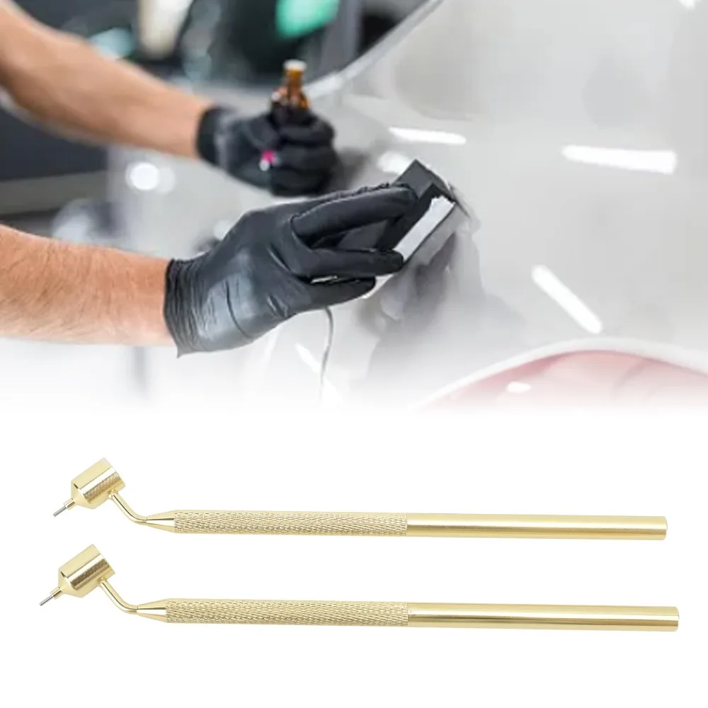 

2PCS 0.5mm+0.7mm Fluid Writer Paint Applicator Pen Aluminum Handle Gold Fluid Writer Touch Up Paint Applicator Pen