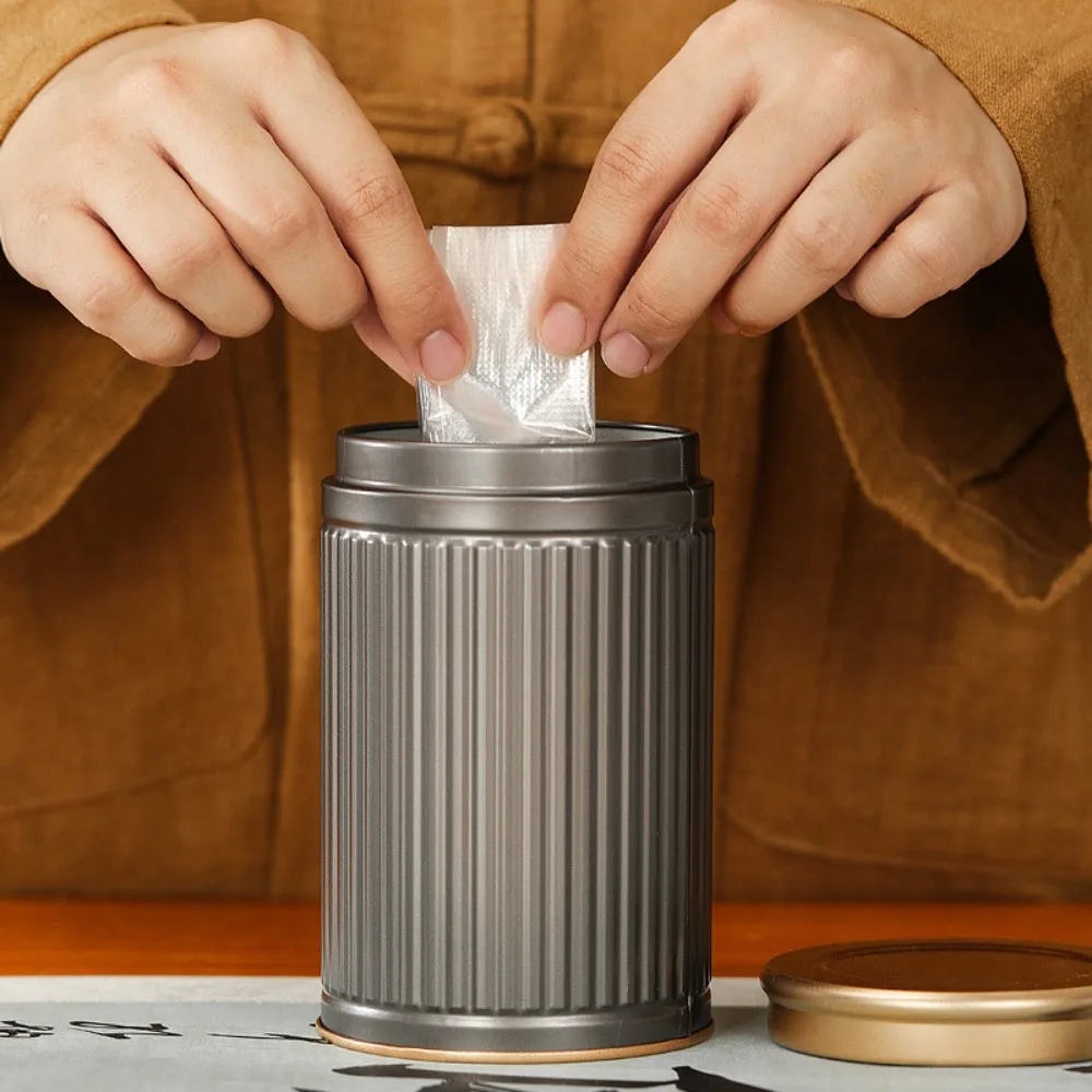 Boîte d'emballage de thé portable, récipient de stockage de thé, mini pot rond scellé, pot en fer africain, bureau, 2 pièces