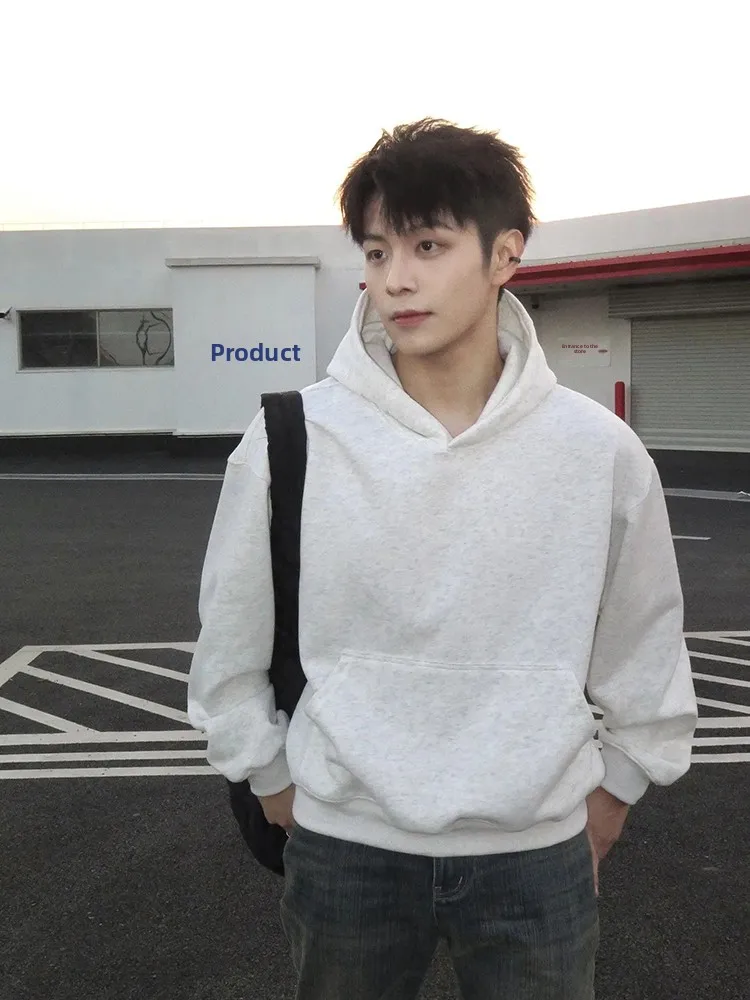 

Heavyweight Fce Hoodie Men's Autumn Winter American Retro High Street Oversize ey Base Layer Cap irt Casual Loose Fit