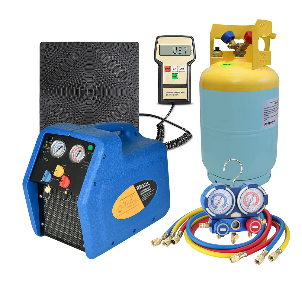 Twin Cylinder 1HP R1234yf Automatic Refrigerant Recovery Fill Recycling Machine optional Manifold Gauge and Refrigerant Scale