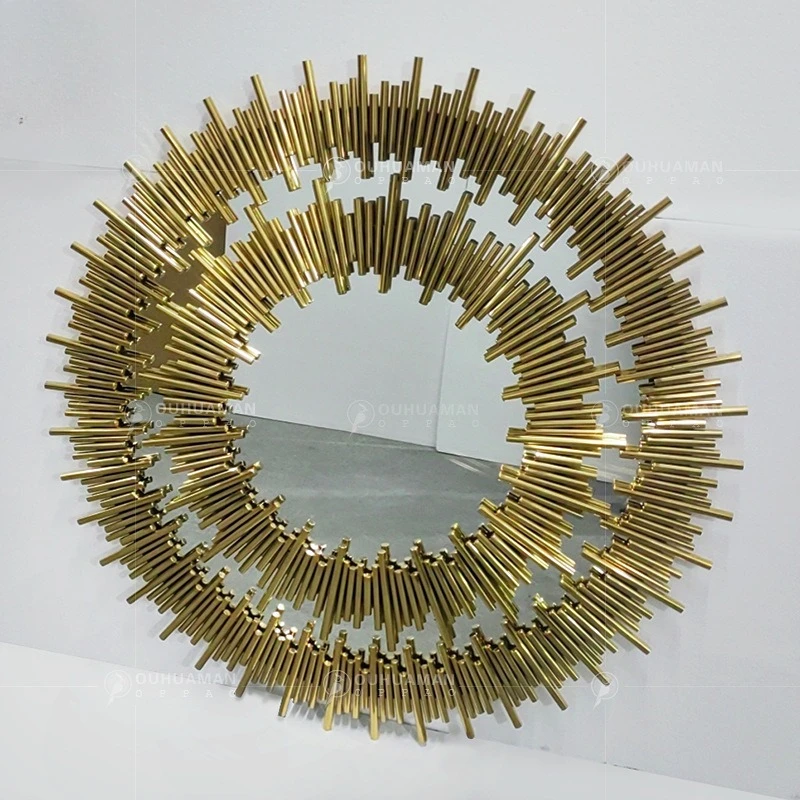 stainless steel console table villa bathroom mirror living room frame wall mounted glass vanity mirror