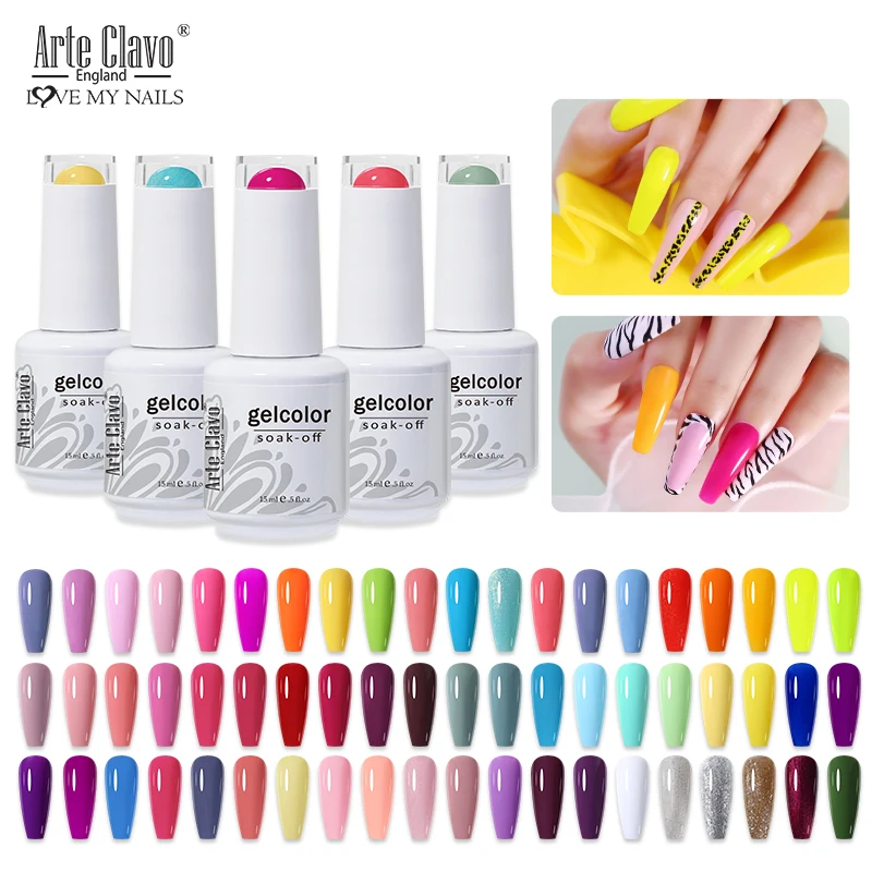 Arte Clavo 젤 바니시 손톱 용 여름 반영구적 UV LED 램프 매니큐어 네일 아트베이스 및 젤 매니큐어 용 탑 코트