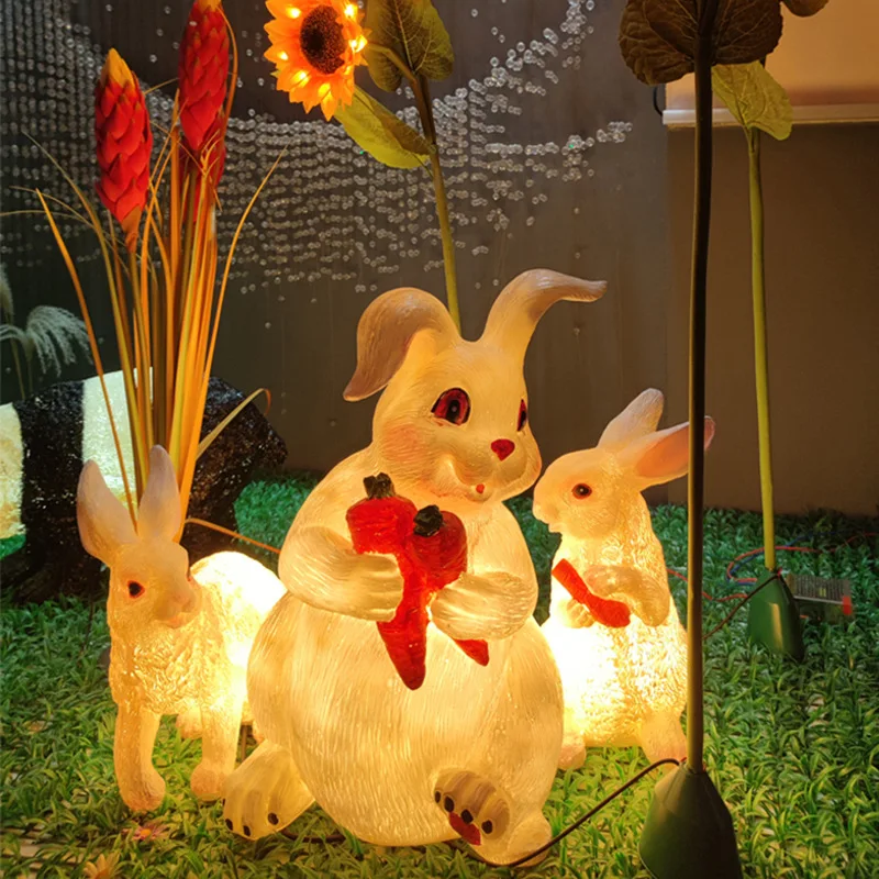 

Outdoor luminous rabbit light solar waterproof animal light courtyard landscape garden lawn light garden modeling