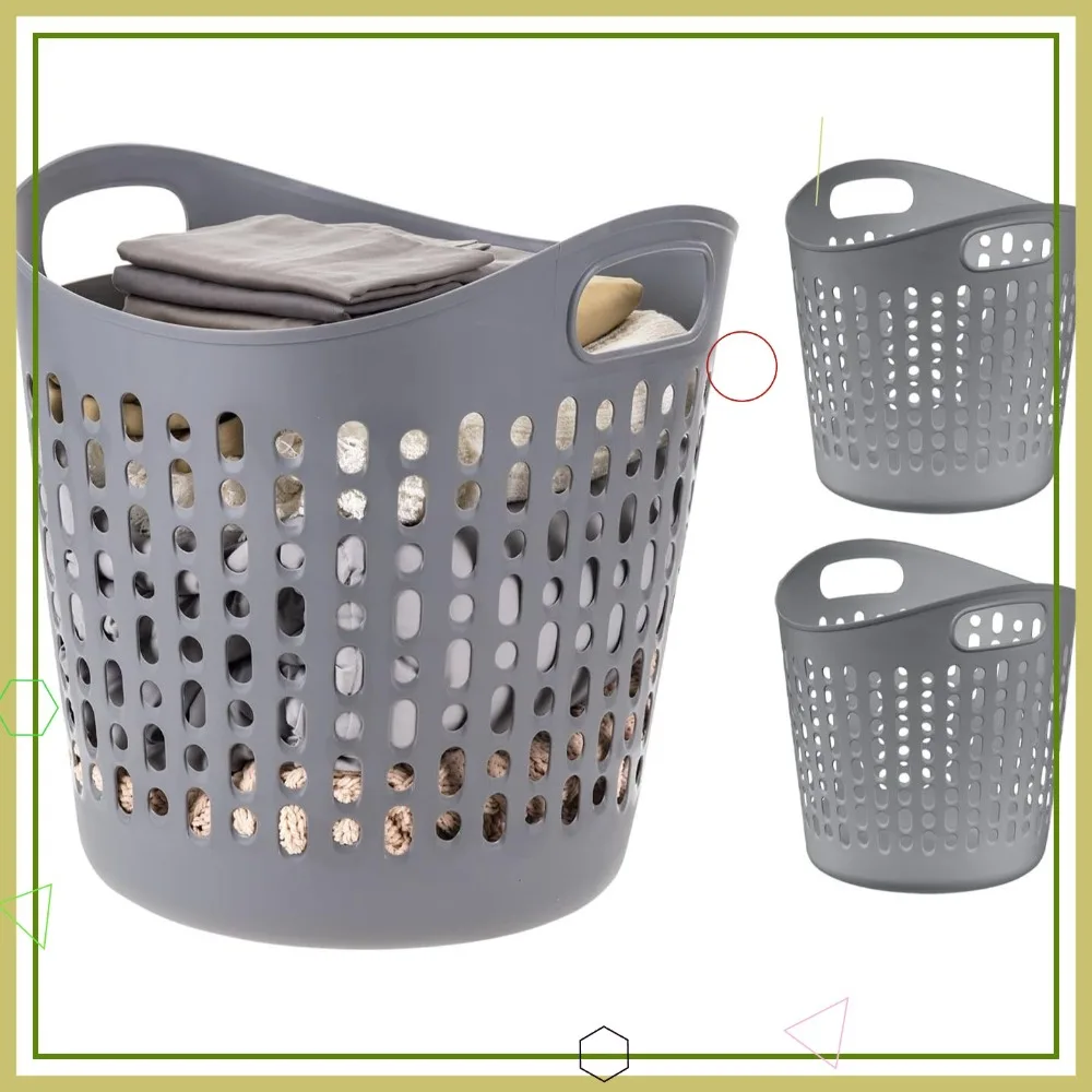 

Гибкая корзина для белья из 3 упаковок, 40 л, с вентиляционными отверстиями, корзина для хранения для спальни, ванной комнаты, общежития