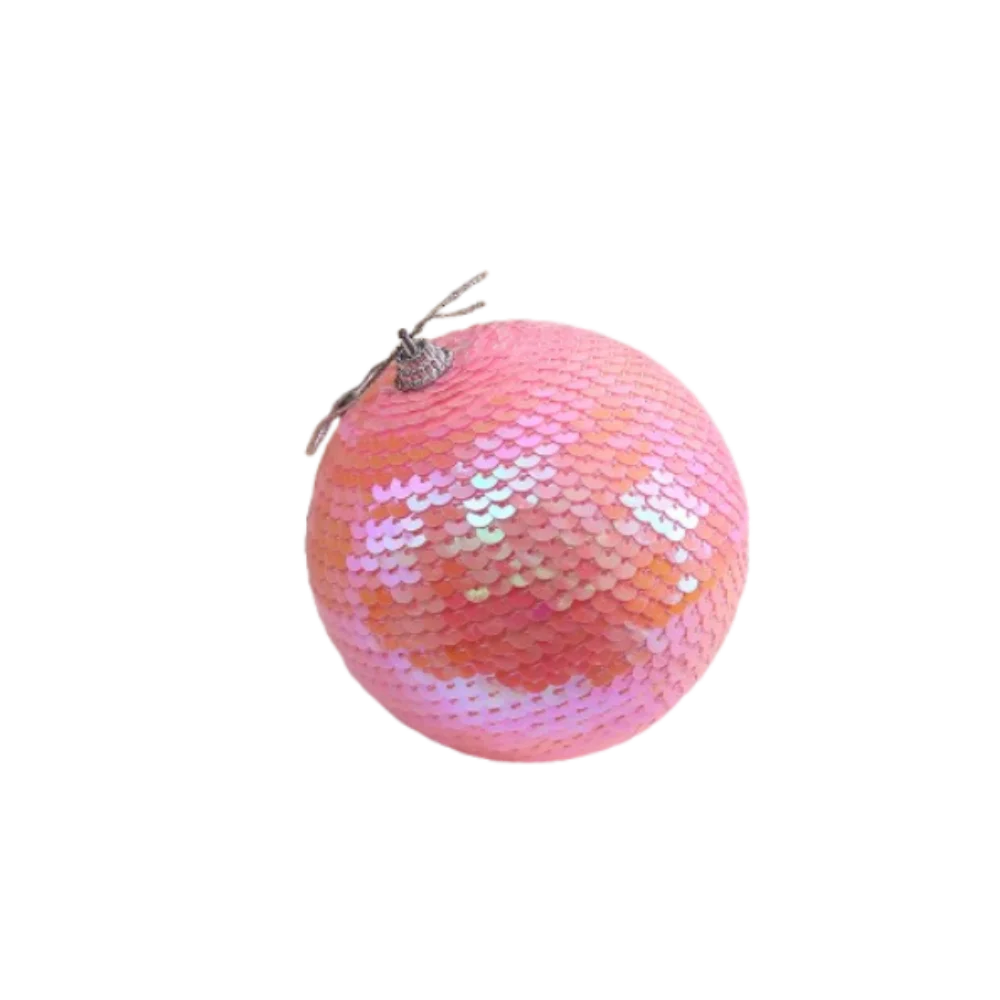 

10cm Sequin Christmas Balls Pendant Pink Foam Xmas Tree Ornaments Glitter Shatterproof Merry Christmas Decor New Year Gift