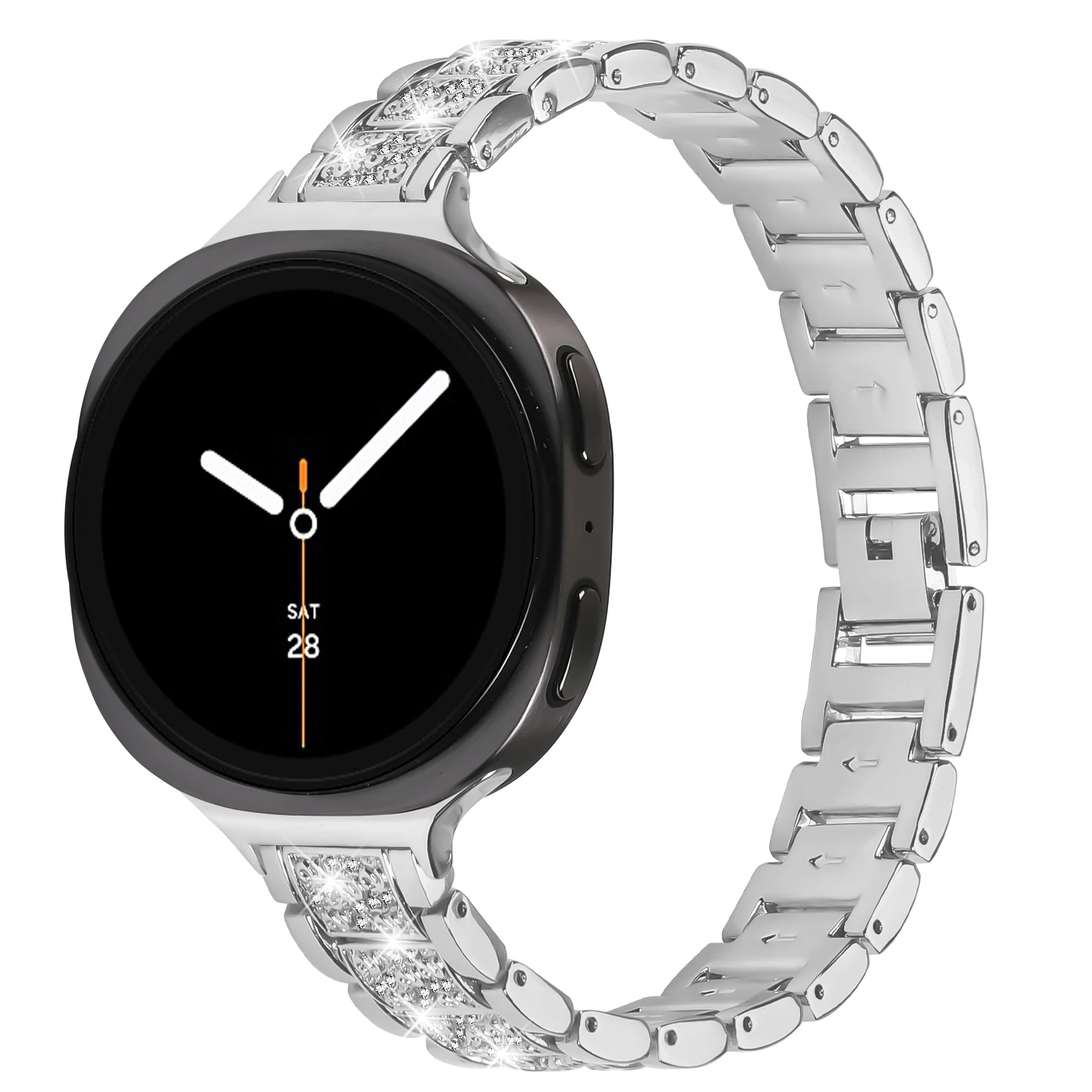 For Samsung Galaxy Watch 8 40mm 44mm Stainless Steel Watchband Diamond Three-Beads Bracelet Correa For Watch 8 Classic 46mm Band
