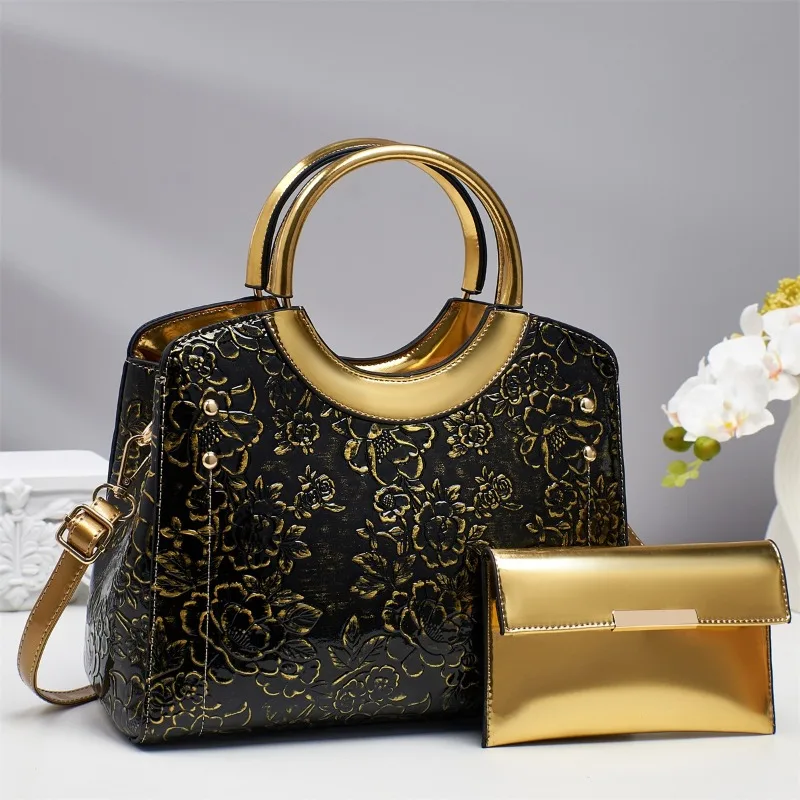 

Retro Bright Leather Shoulder Bag Female Multi-pockets Crossbody Bag Fashion Large Capacity Handbag New Messenger Bag Tote Sac