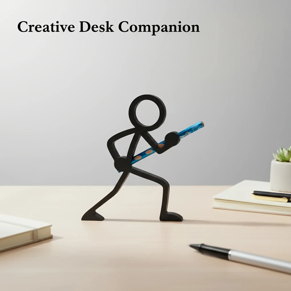 4-Pack 3D Stick Figure Pencil Holders — Pen Stands, Pen Containers & Desktop Sculptures |   Study & Office Stationery Gift Set