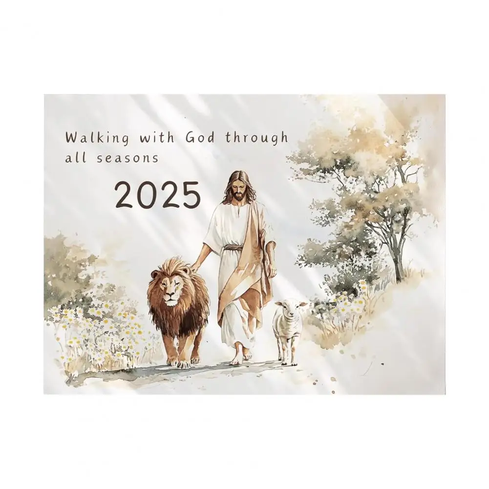 2025 Jesus Wall Calendar Religious Artwork Wall Calendar Bible Verses Hanging Monthly Calendar for Christ Lovers