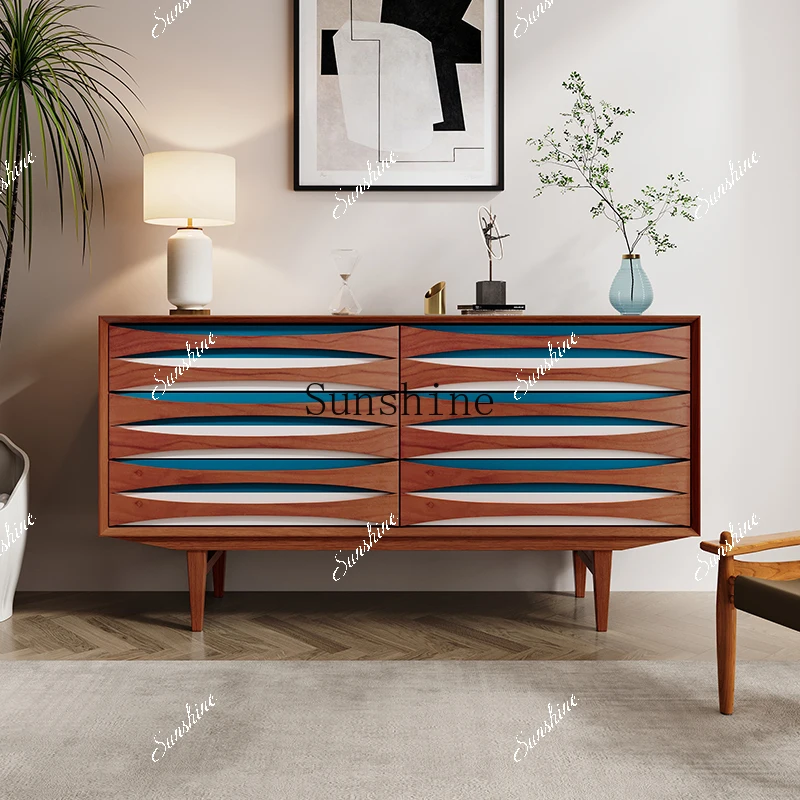 

Smiley face chest of drawers household wall cherry wood decoration medieval bedroom solid wood drawers locker FT