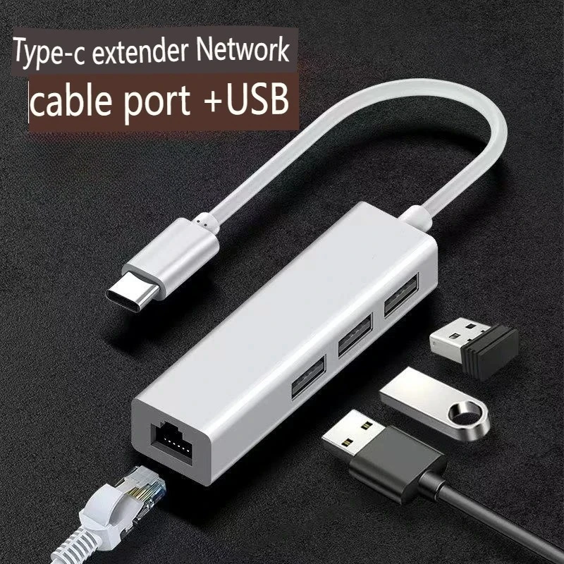 Type C HUB To Rj45 Ethernet Adapter USB 3.0 HUB 100/1000Mbps 3 Ports for MacBook Pc Laptop Computer Type C USB2.0 Hub RJ45 hab