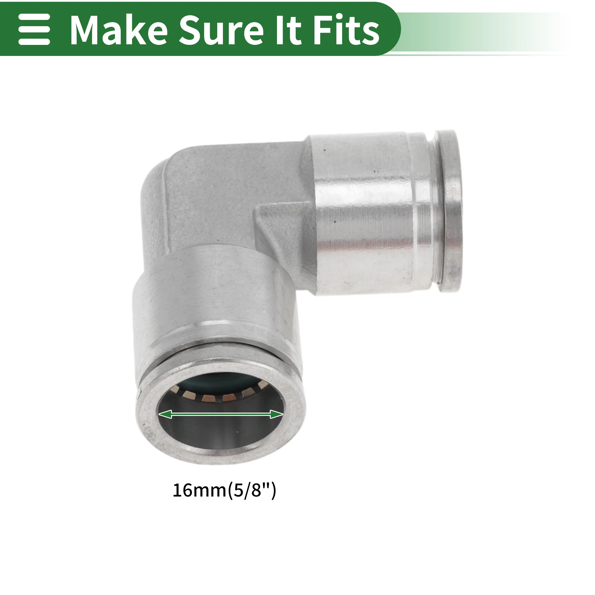 

UXCELL нажимные для подключения воздушных фитингов 5/8 дюйма, 90 градусов, двухсторонний разъем, нержавеющая сталь 304, 2 шт.