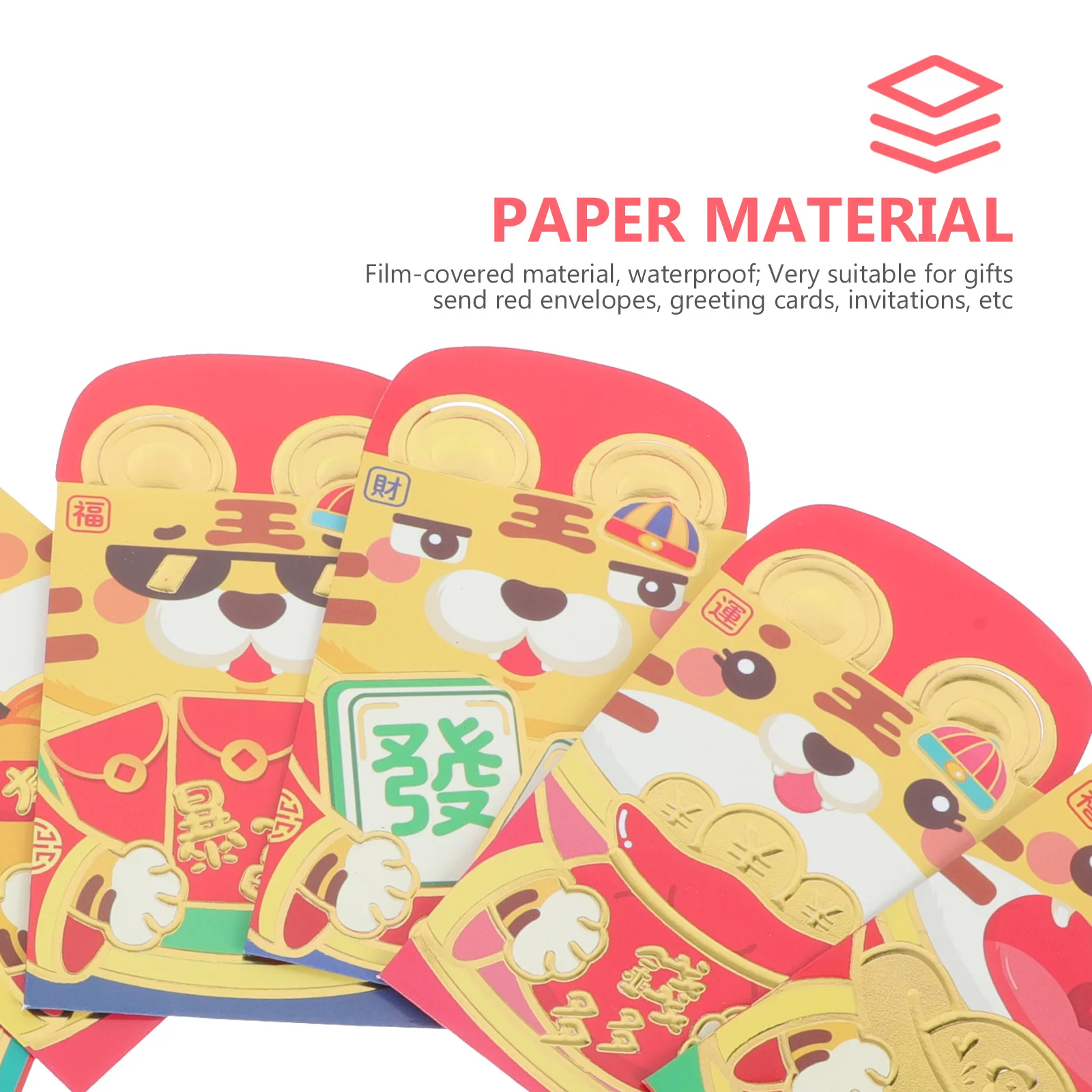 

48 pcs Tiger Year Envelopes Premium Paper Lunar New Year Red Packets Gift Giving Chinese Style Money Storage Bags Red Packet