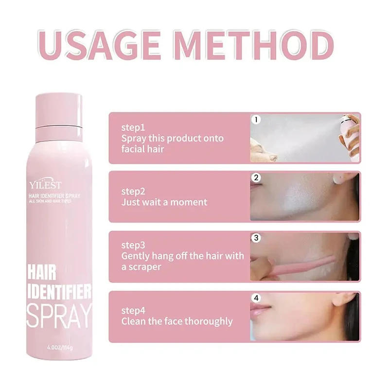 Spray identificador de vello Facial, espray alisador de cara, sin dolor, con 4 raspadores, afeitado Facial, cuidado Facial, 1 Juego