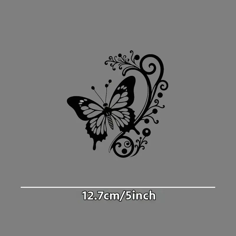 Waterproof Sticker for Car Window Bumper Decor1Pc Black White Butterfly Flower Swirl