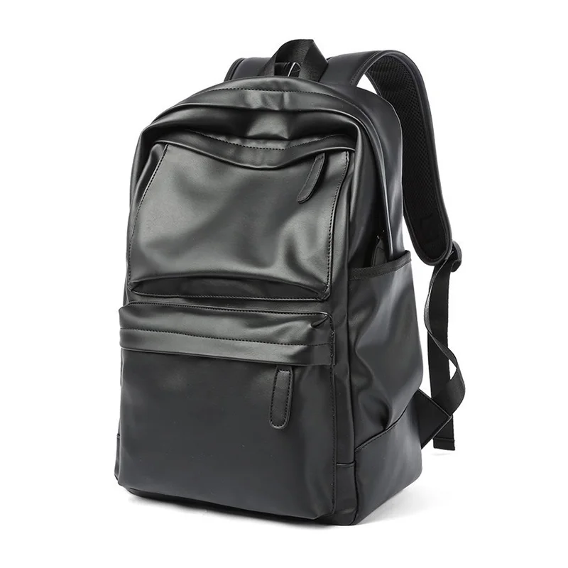 14 Inch Laptop Men Backpack Pu Leather Fashion Waterproof Casual Travel Bag