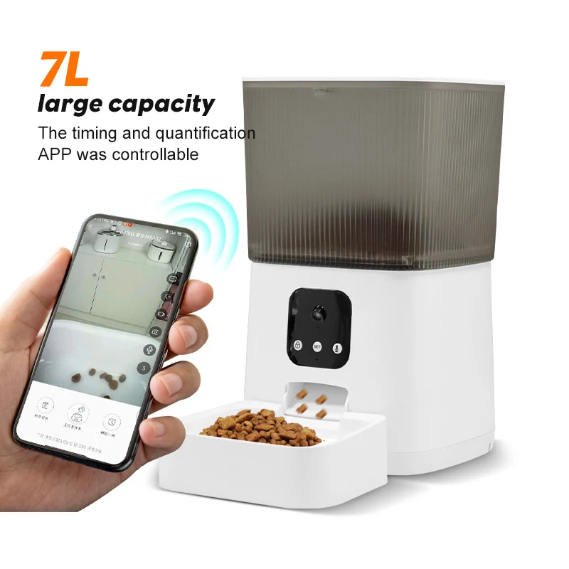 Smart Wifi Dog Cat Smart Pet Feeder Wifi Mobile Phone App Remote Control Microchip Automatic Pet Feeder With 7L