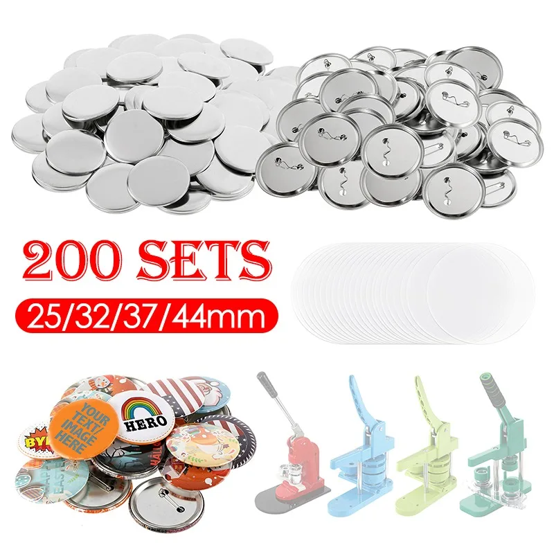 

Принадлежности для изготовления пустой Пустой пуговицы, Набор для изготовления металлических кнопок 25/32/37/44 мм, Набор для изготовления кнопок «сделай сам», дырокол, пресс-машина, 200 комплектов