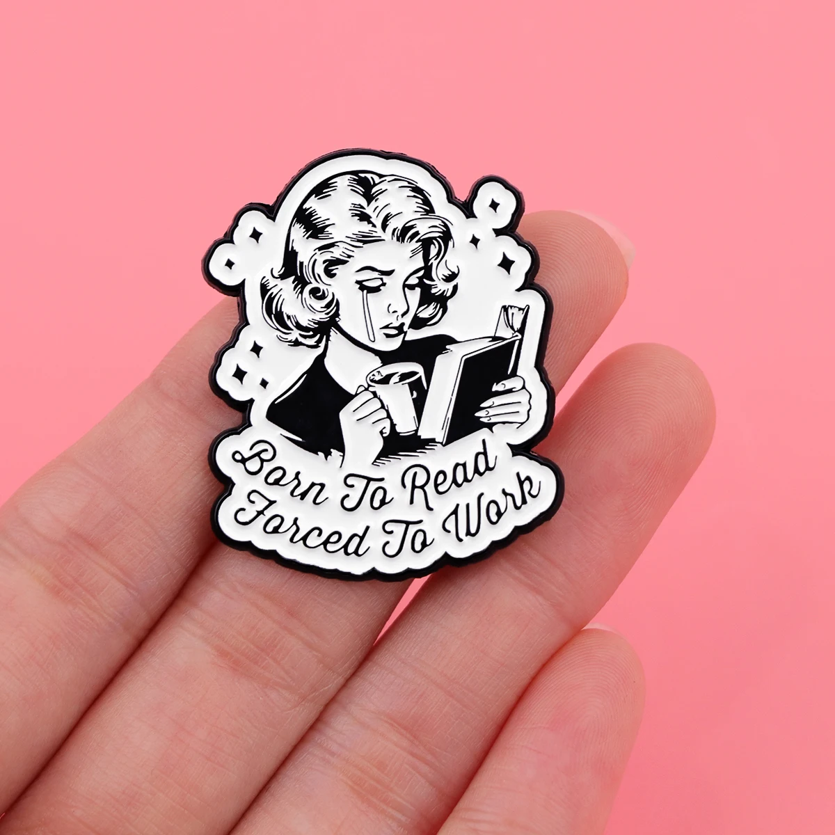 Bookworm\'s Delight Enamel Pin Black Cat Skeleton Brooches Lapel Pins Books Badges on Backpack Clothing Accessories Reader Gifts