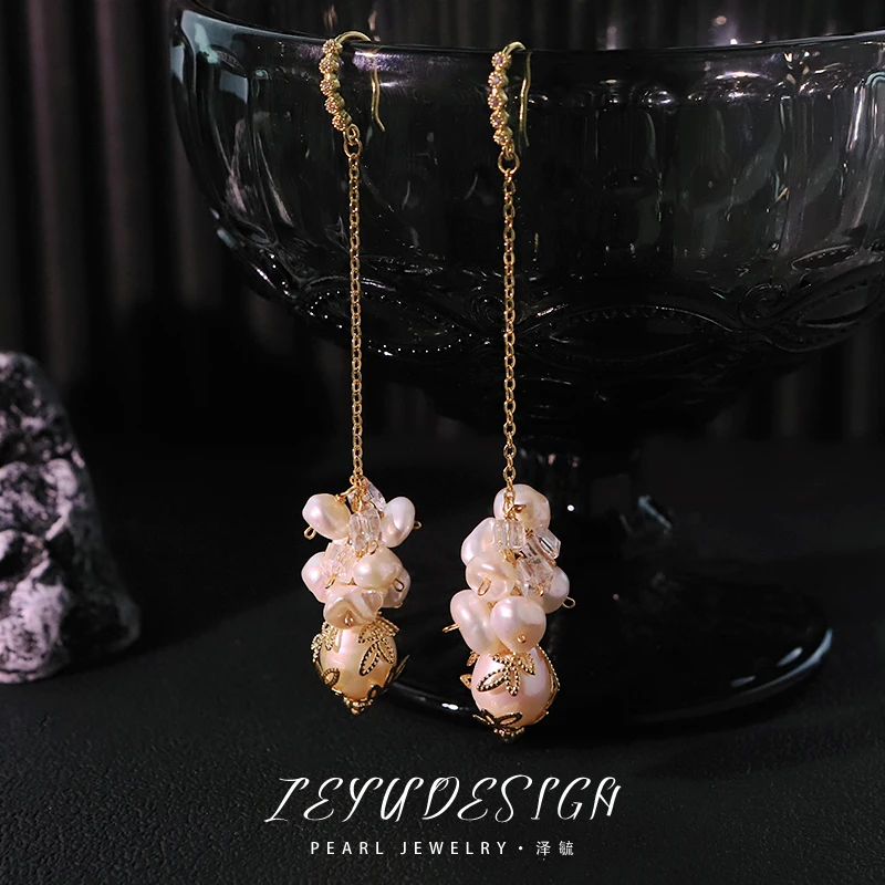 

Серьги-подвески с жемчугом в стиле барокко, 4, украшения с кристаллами циркония, легкие роскошные дизайнерские крючки для ушей для женщин, ювелирные изделия GE0770