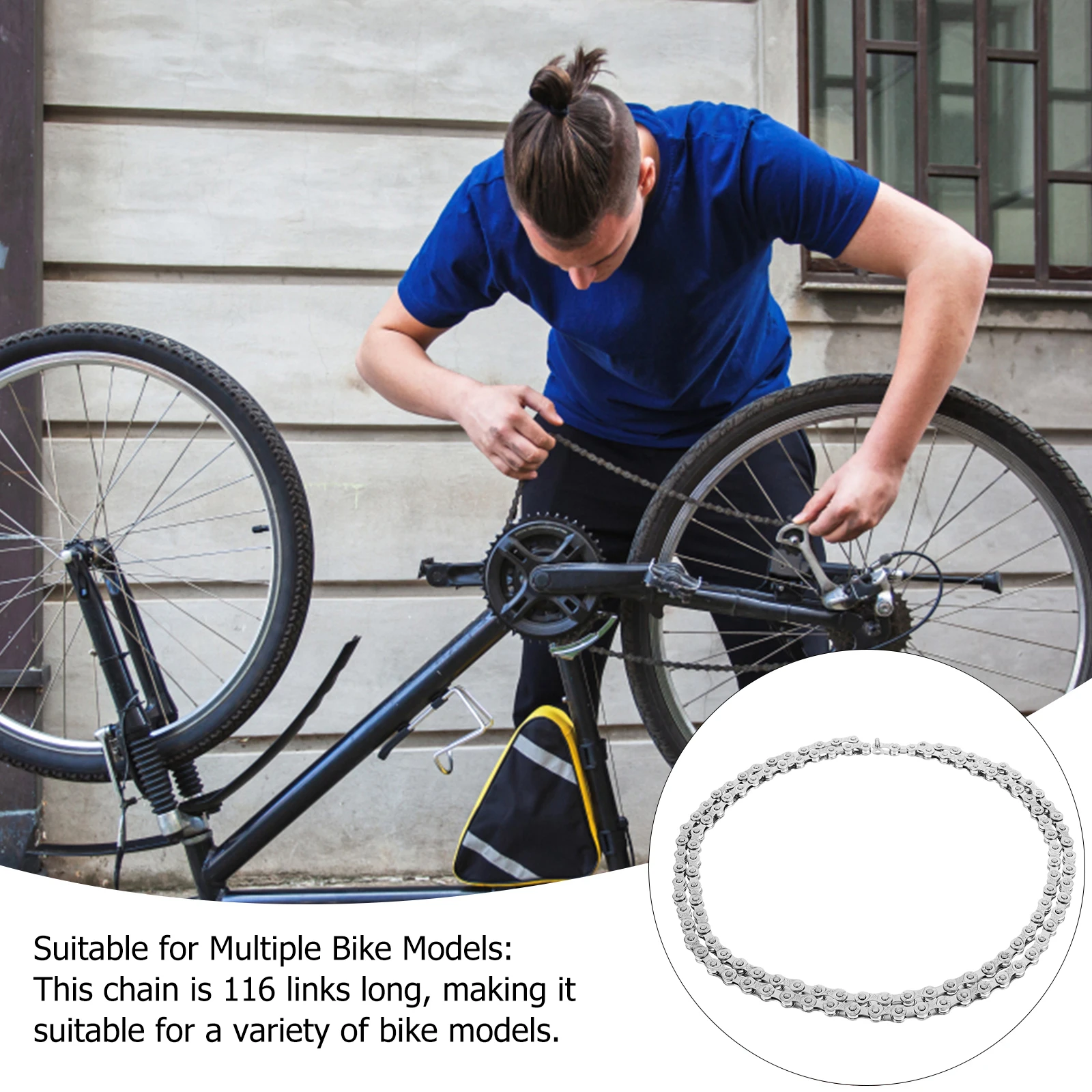 

Bike Chain Mountain 116 Links Steel Replacement Chain Durable Sturdy for Road Mountain Bikes Cycling Accessory