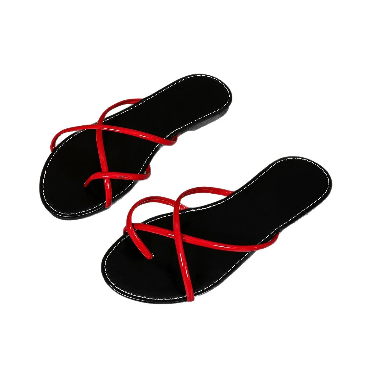 شباشب كاجوال عصرية بلون سادة أحذية نسائية صيفية مريحة باللون الذهبي للشاطئ والمنزل شباشب صندل نسائية بسيطة #5