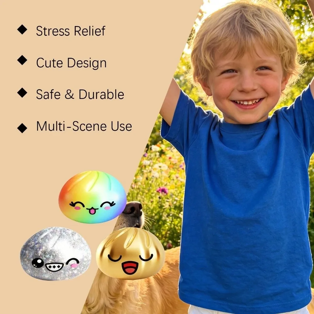Gift Glitter Dumplings Squishy Slow Resilience Soft Squishy Fidget Stress Relief Sensory Ball Relaxation Tool