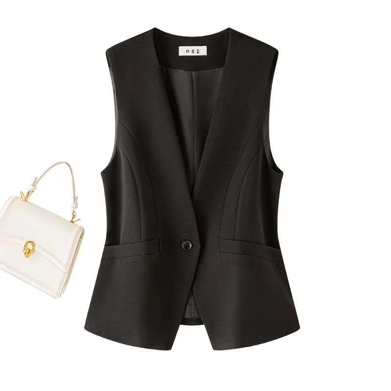 블라 수트 베스트 여성용 슬림핏 탱크탑 아우터웨어 가을 신상품 패셔너블 허리 조임 디자인
