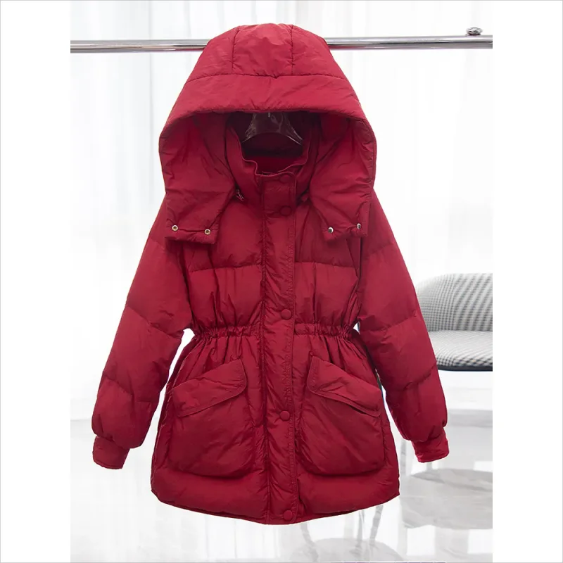 Women's Coat Padded Jacket 2024 Winter New Mid Length Version Korean Waist Retraction Thicken Parkas Female Jacket Outwear