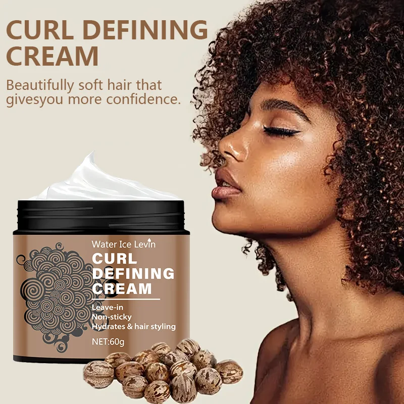 60g Curly Hair Styling Cream, Injection Castor Seed Oil - Anti-Frizz, Maintaining Moisturizing and Elasticity, Suitable for Dry and Curly Hair, Suitable for Both Men and Women