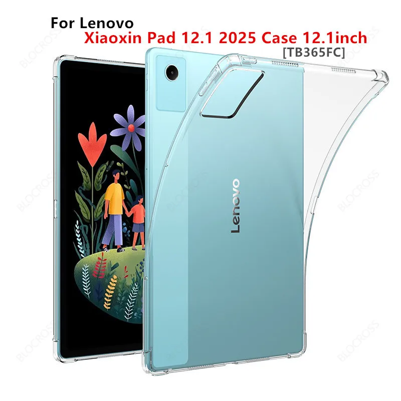 

Transparent Soft Case for Lenovo Xiaoxin Pad 12.1 2025 Thickened Airbag Silicone Soft Cover For Xiaoxin TB-365FC Funda TPU Shell