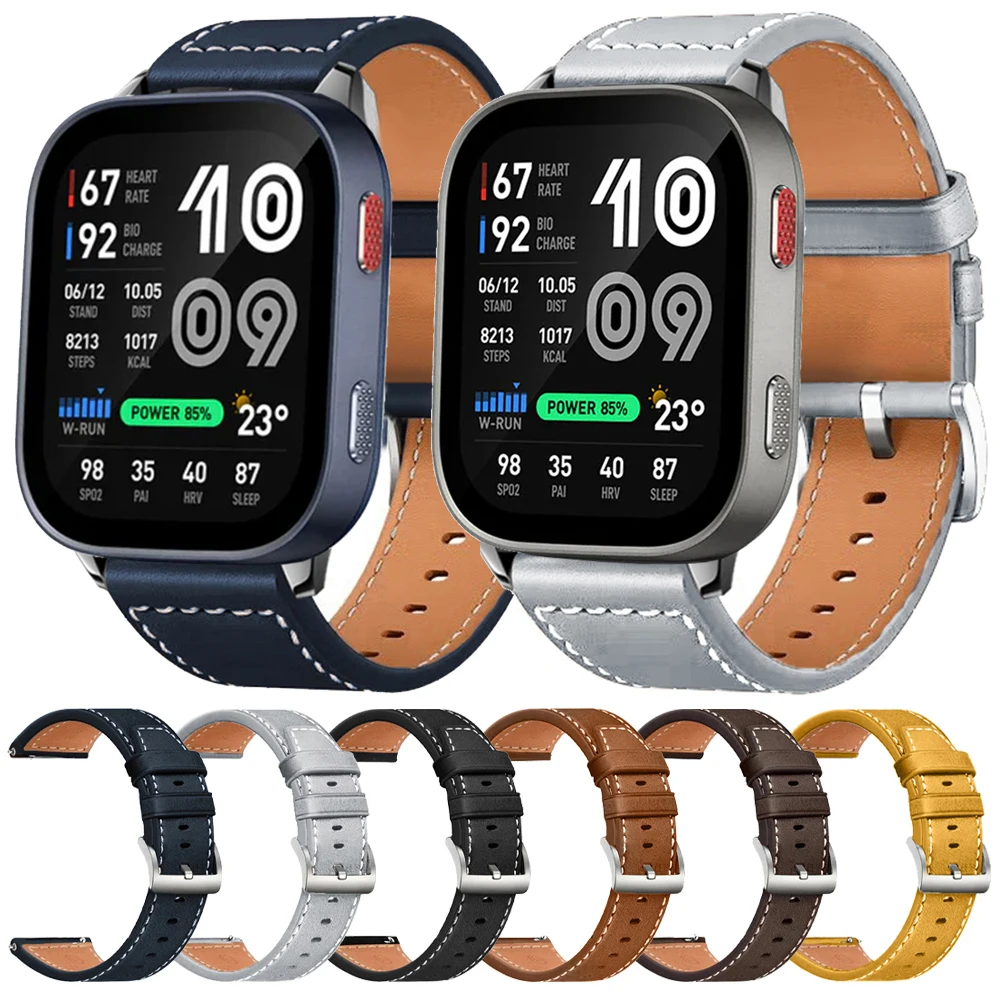 20mm 22mm Leather Strap For AMAZFIT BIP MAX 6 5 3 Lite U Pro Bands for Amazfit BALANCE 3 2 CHEETAH 2 Ultr/2 Pro Replace Bracelet