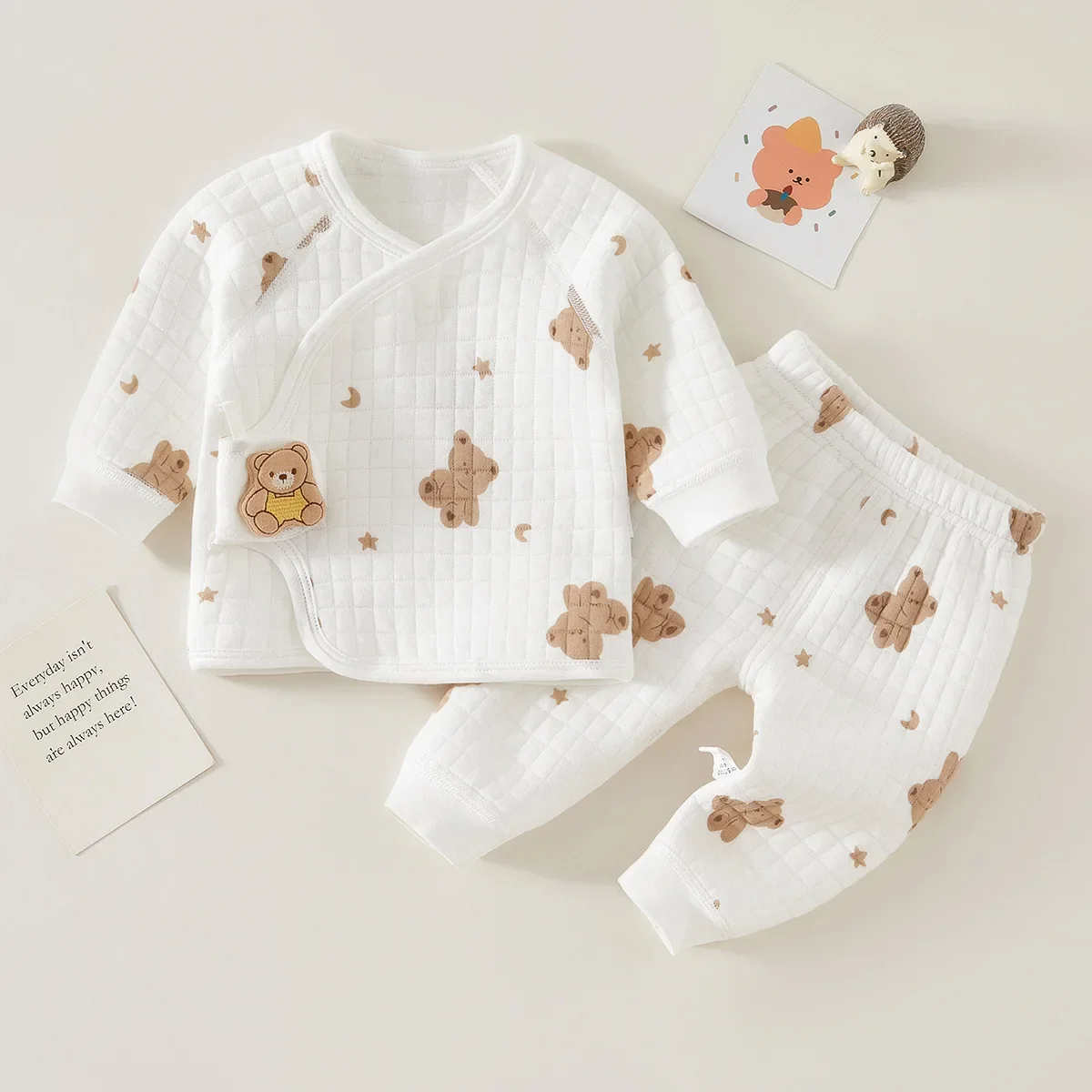 

Autumn Winter Thermal Underwear Suit Baby Clothing Sets Boys Girls Pajama Sets Baby Warm Sleepwear Cartoon bear Kids Clothes