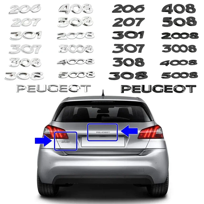 

1pcs 3D ABS Car Front Hood Rear Sticker for Peugeot 208 308 408 508 2008 3008 4008 5008 logo Letter Badge Decal Auto Accessories