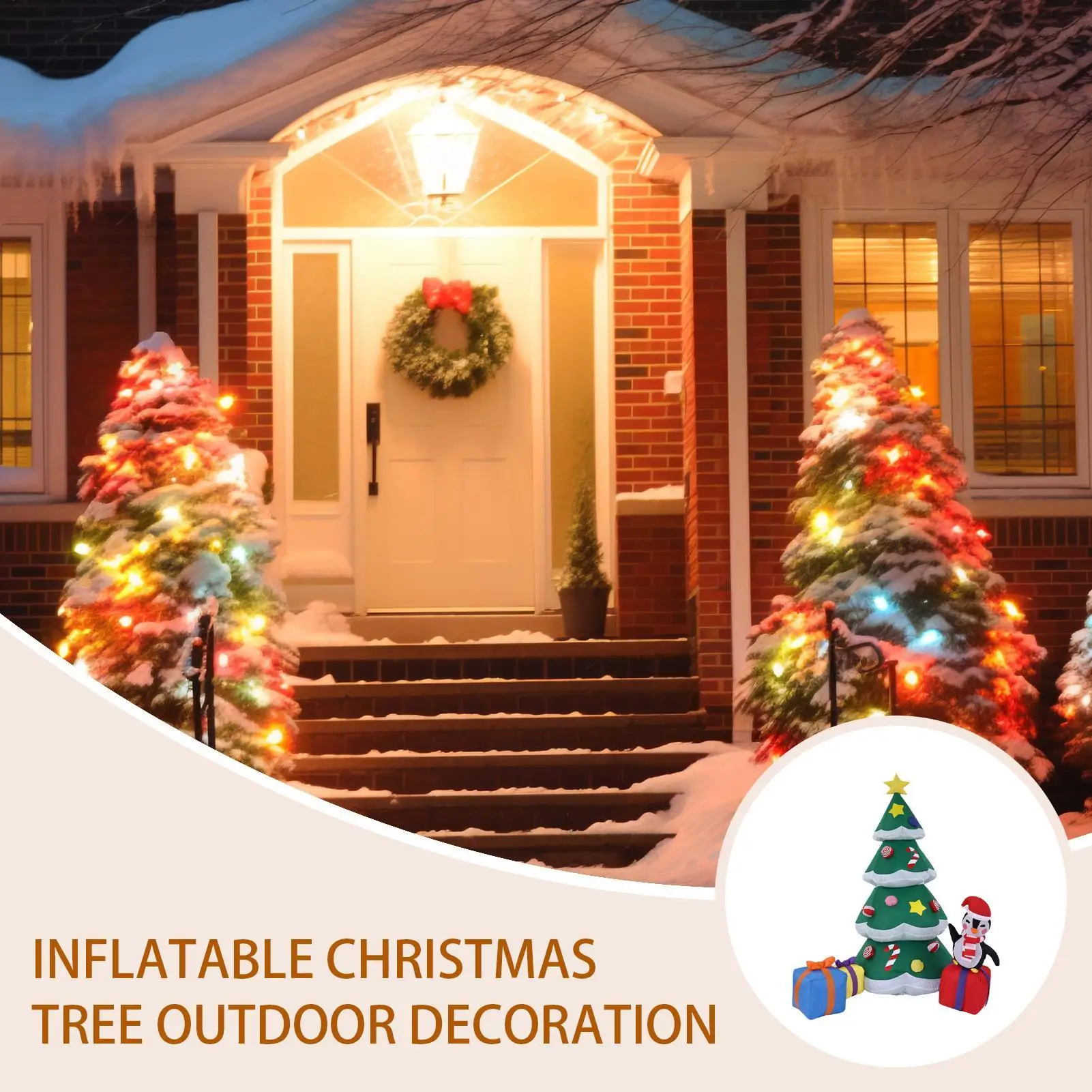 

Christmas Inflatables 5.9ft Lighted Holiday Party Blow Up Built-in LED Lights Inflatable Christmas Tree Outdoor Decorations For