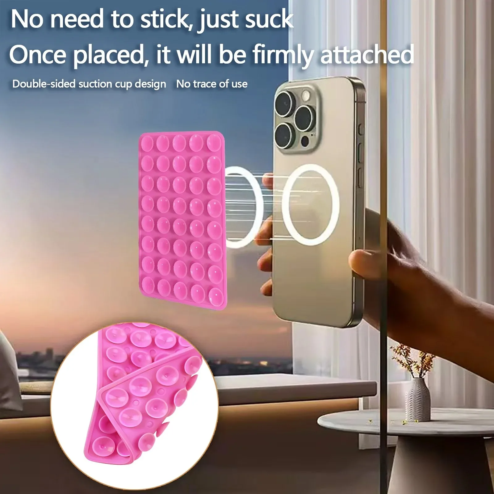 

Silicone Suction Cup Phone Case Mount Double Sided Phone Accessories Hands-Free Strong Grip Holder for Selfies and Videos