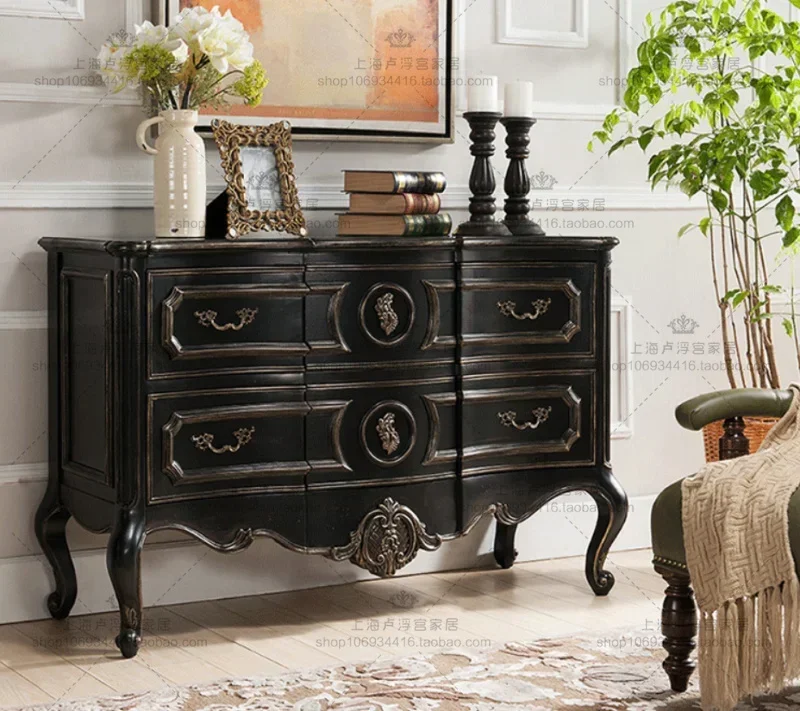 Американский кантри Ретро состаренный входной шкаф из цельного дерева Скандинавский шкафчик для гостиной Перегородка доступного роскошного стиля