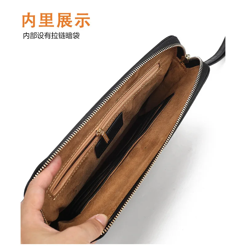 New high-end genuine leather men's bag business anti-theft password lock men's wallet crocodile pattern cowhide men's handbag. - view 6