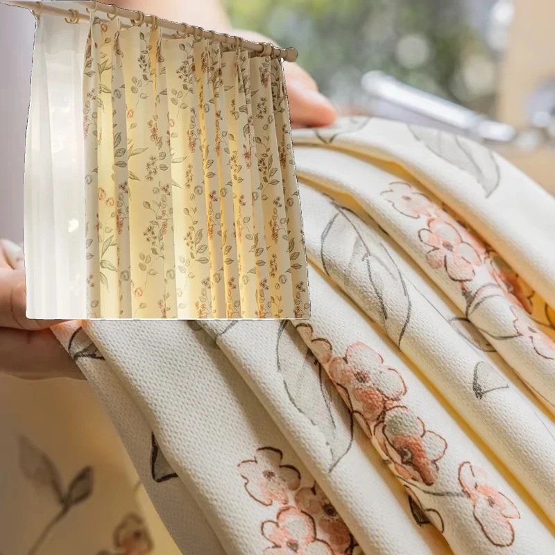 Semi Blackout Pastoral Pear Blossom Tulle Curtains for Living Room Bedroom Study Custom Made Window Drapes Light Filtering