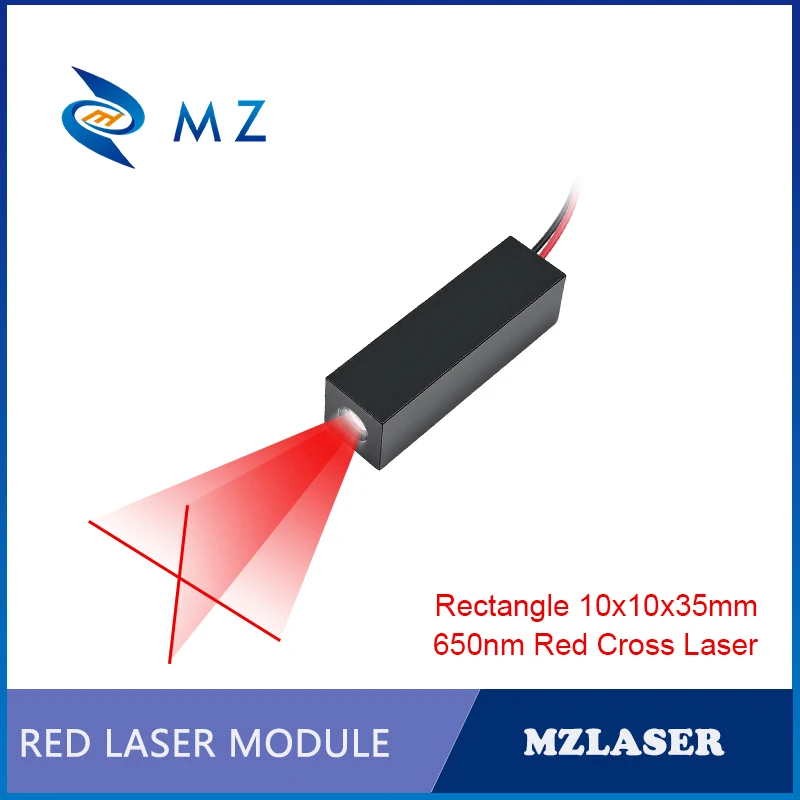 Compact Red Cross Laser Module 650nm Rectangle 10×10×35mm 0.5mW 1mW 5mW 10mW 3V 5V Industrial Grade for Woodworking Machinery
