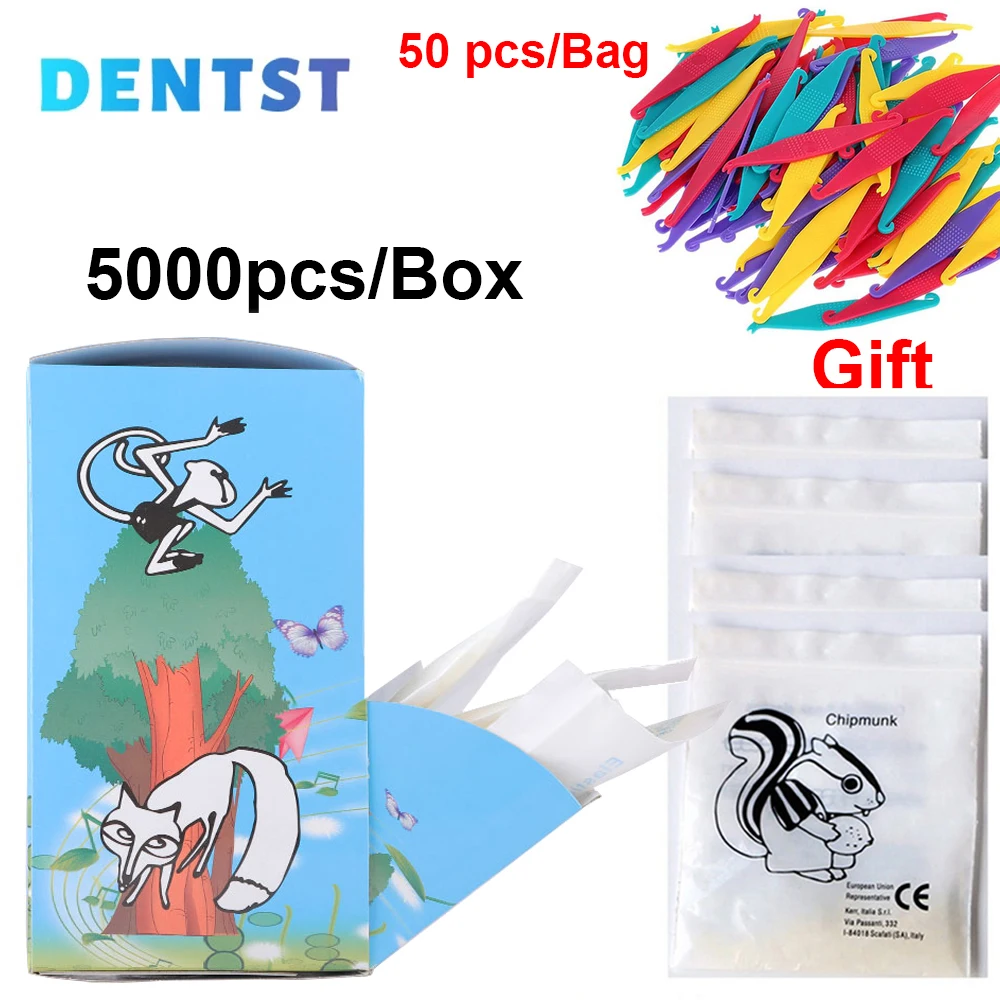 5000pcs/Box Dental Orthodontic Elastics Ties Chain Rubber Band O-ring Chipmunk Rabbit Fox Ortodoncia 1 Bag Hooks as Gifts Tools