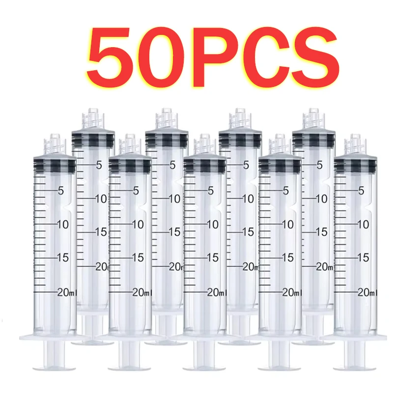 20ml Sterile Disposable Plastic Luer Lock Syringe Individually Wrapped For Lab Use, 50PCS/pk