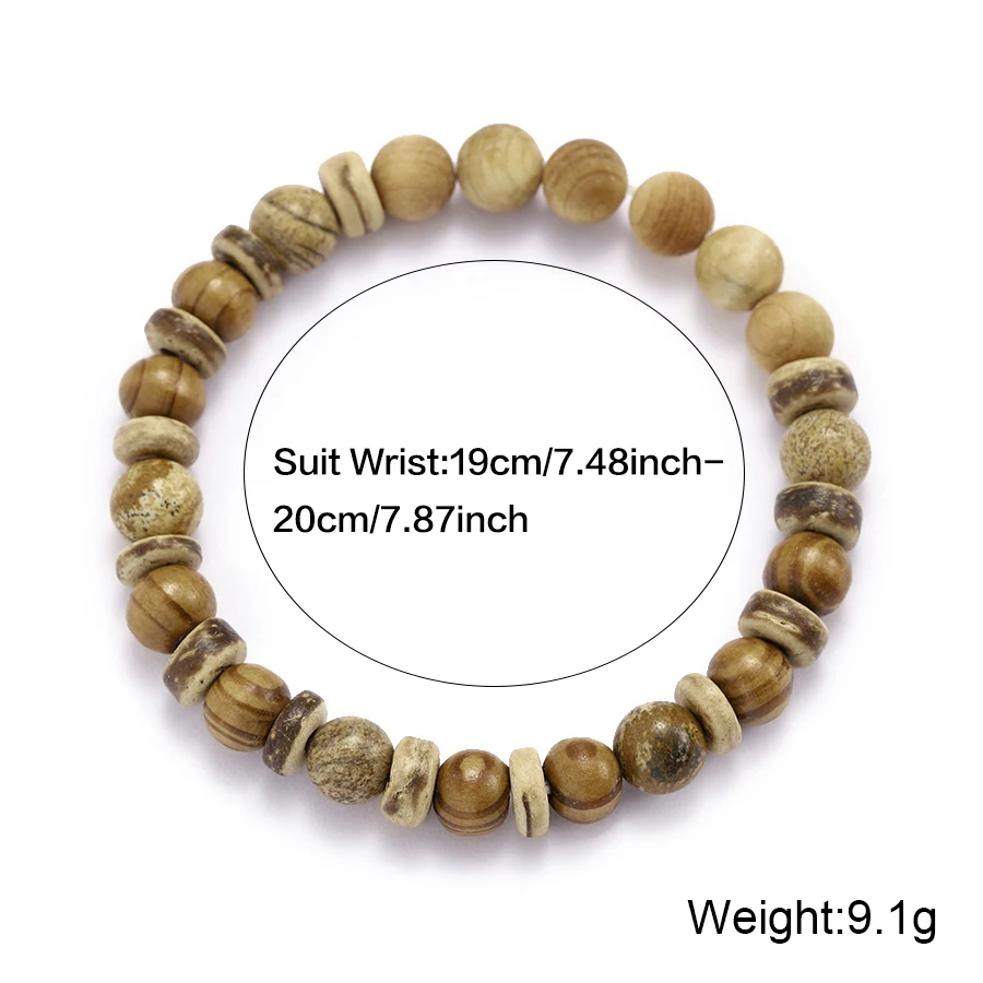 Vintage Wood Beaded Bracelet Mens Natural Stone Braslet Yoga Meditation Prayer Jewelry Tiger Eye Braclet Homme view 3