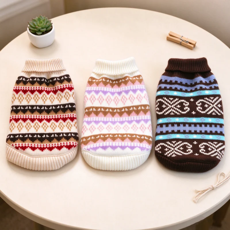 Winter Sweaters for Dogs Striped Puppy Clothes Luxury Dog Coat Warm Knitted Coat for Dogs Cat Chihuahua Bichon Pet Dog Pullovers